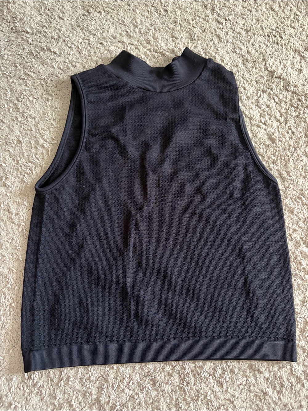 Sleeveless Mock Neck Knit Top - Black